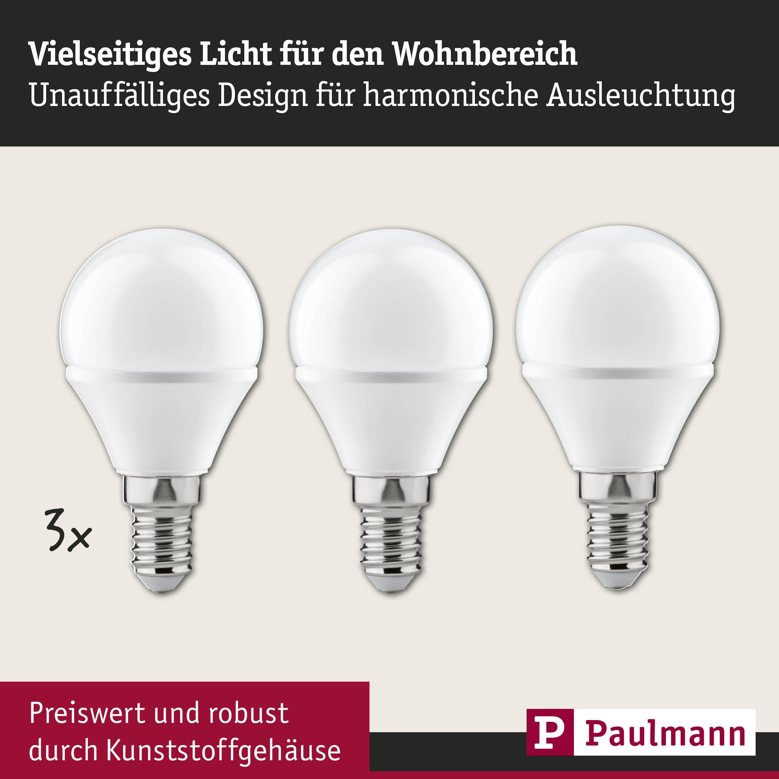 Paulmann LED-Leuchtmittel Tropfen 4W E14 230V Warmweiß 3er-Pack | Weiß