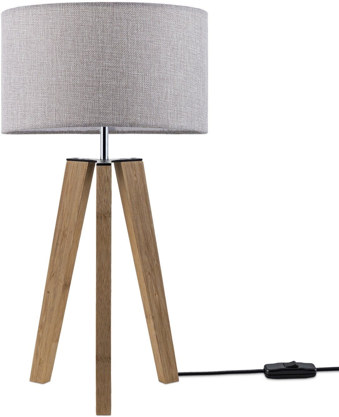 Paco Home Tischleuchte Canvas | Holztöne