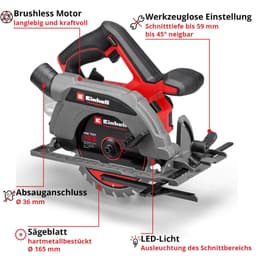 Einhell Akku-Handkreissäge TP-CS 18/165 Li BL - Solo | Mehrfarbig