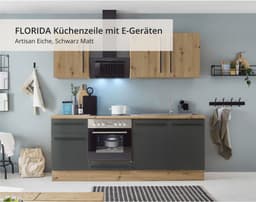 KOCHSTATION Küchenzeile KS-Florida | Schwarz