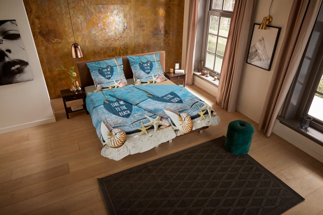 PURE luxury collection Wendebettwäsche Beach heart | Blau