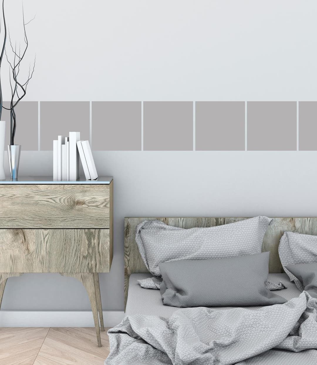 queence Fliesenaufkleber Unifarben (Set) | Grau