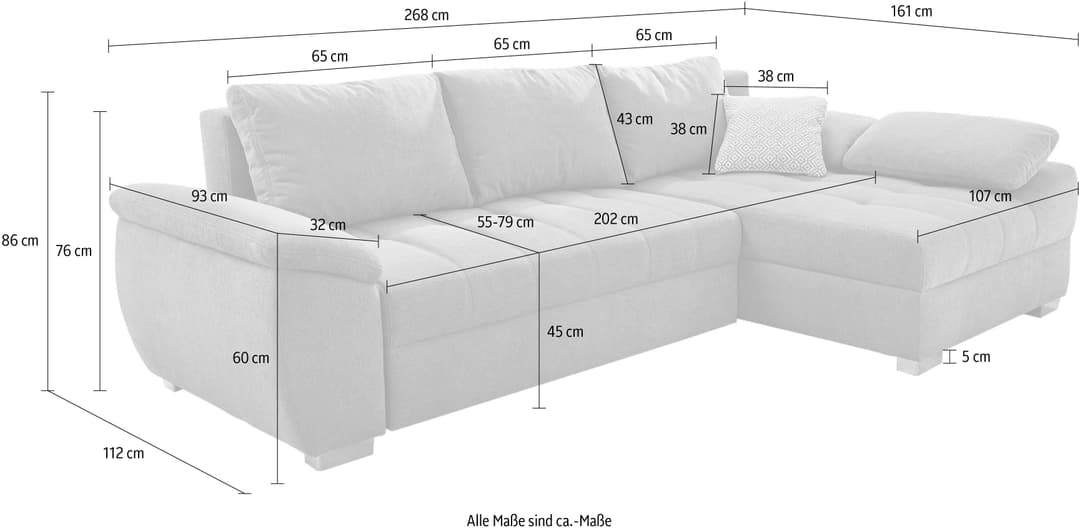 Jockenhöfer Gruppe Ecksofa Alster | Blau