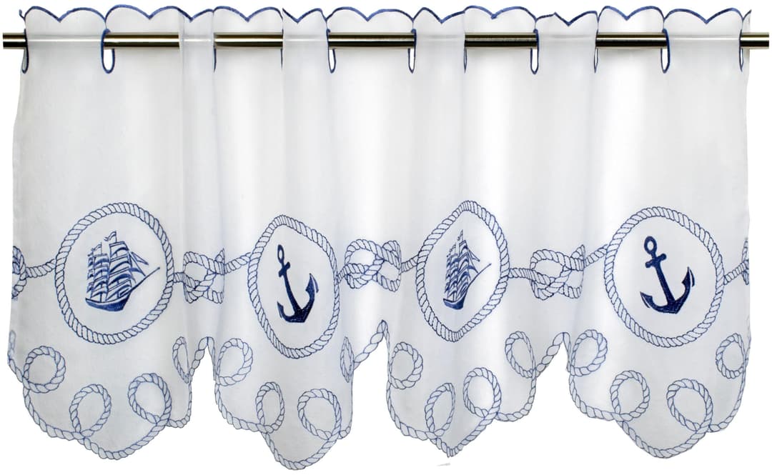 Delindo Lifestyle Scheibengardine ANKER SEGELSCHIFF | Weiß
