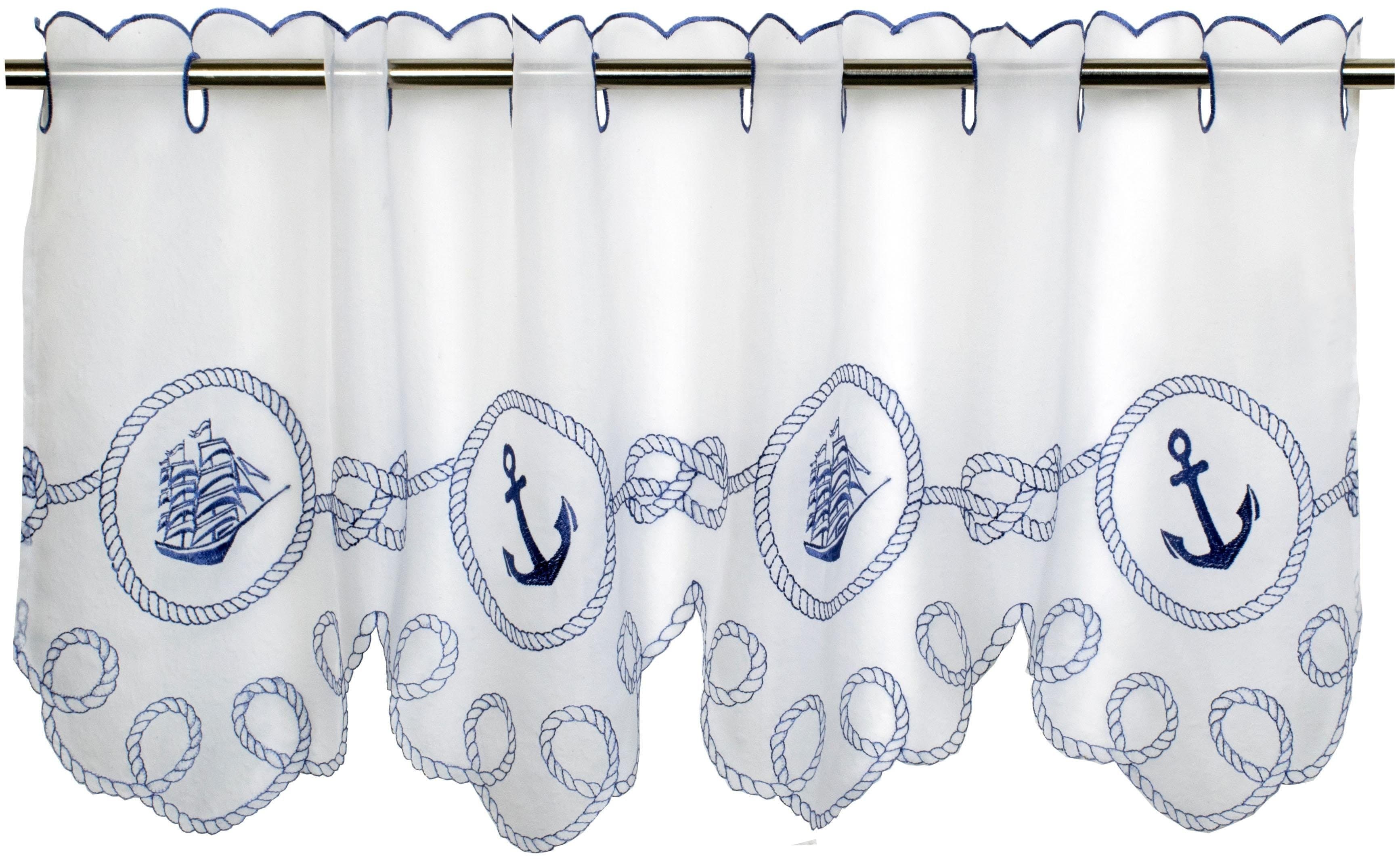 Delindo Lifestyle Scheibengardine ANKER SEGELSCHIFF | Weiß
