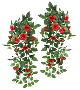 Kunstblume Künstlicher Rosenhänger | Rot