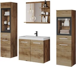 welltime Badmöbel-Set MADRIT | Holztöne