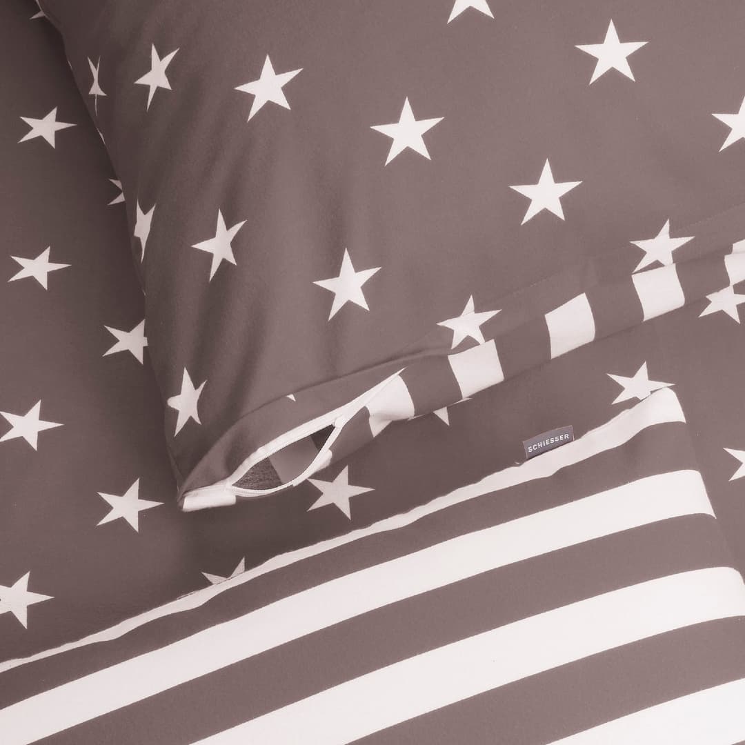 Schiesser Wendebettwäsche Stars & Stripes | Braun
