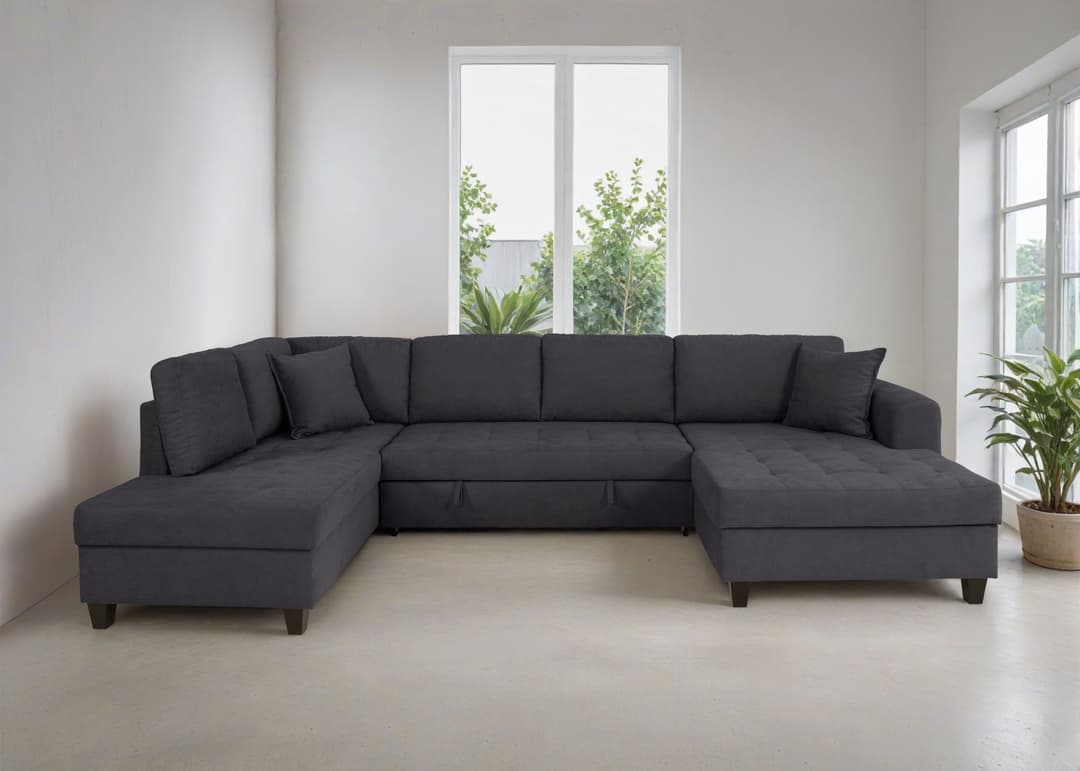 Trends by HG Wohnlandschaft Moritz U-Form | Grau