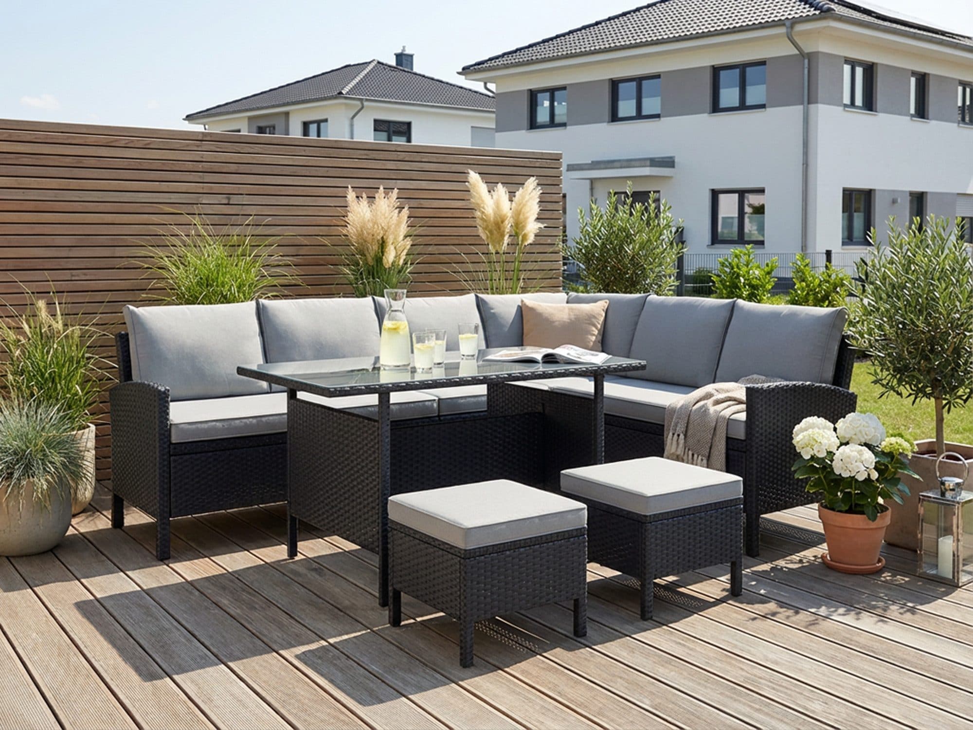 KONIFERA Gartenlounge-Set Manhatten | Schwarz