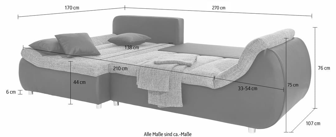 Home affaire Ecksofa Imola | Grau