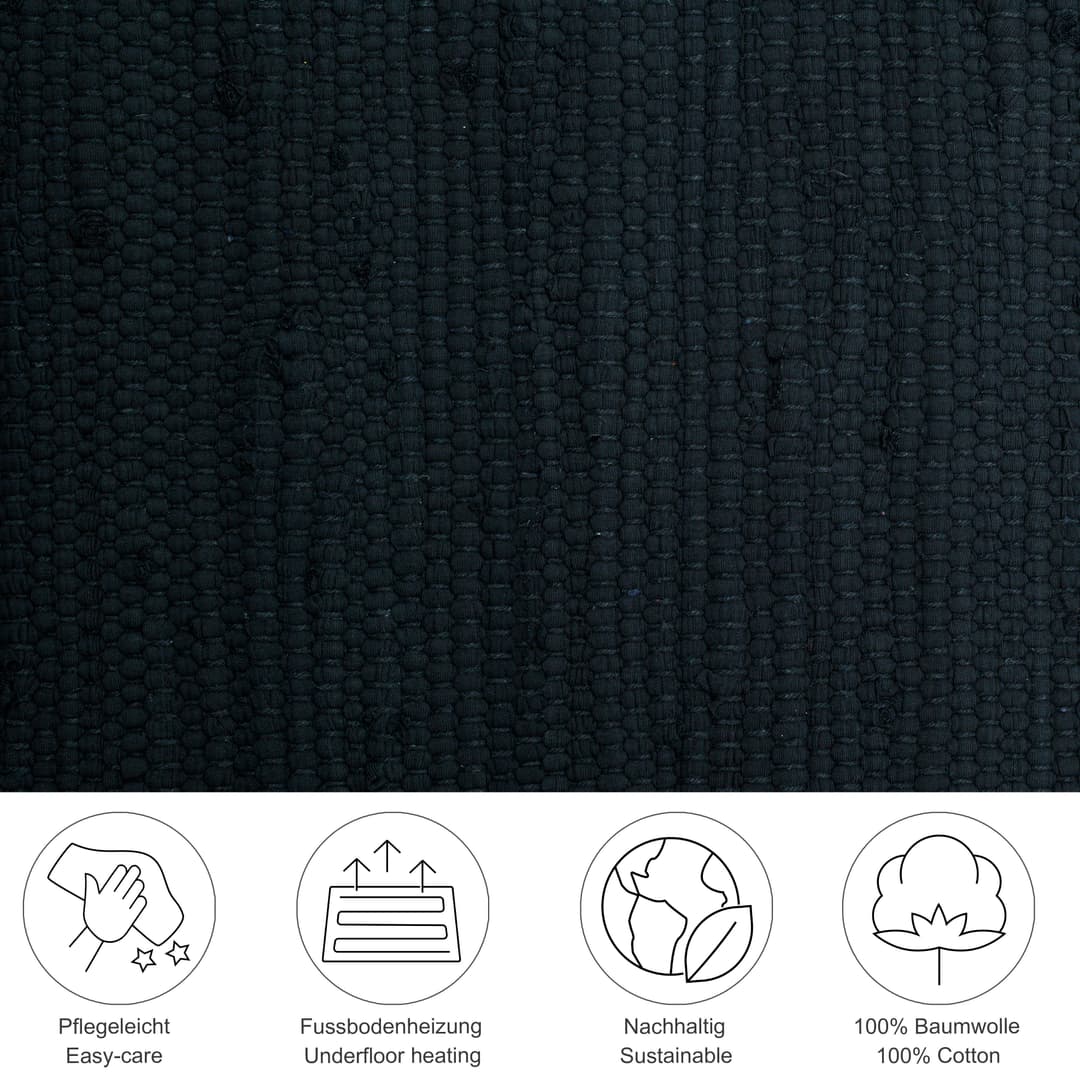 THEKO Teppich Happy Cotton Fleckerl | Schwarz