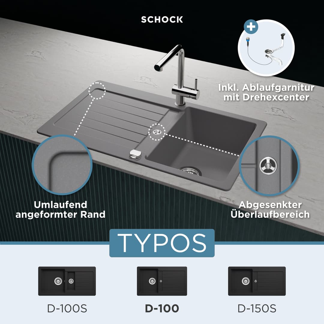 Schock Granitspüle Typos D-100 | Grau