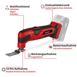 Einhell Akku-Multifunktionswerkzeug TC-MG 18 Li-Solo | Rot