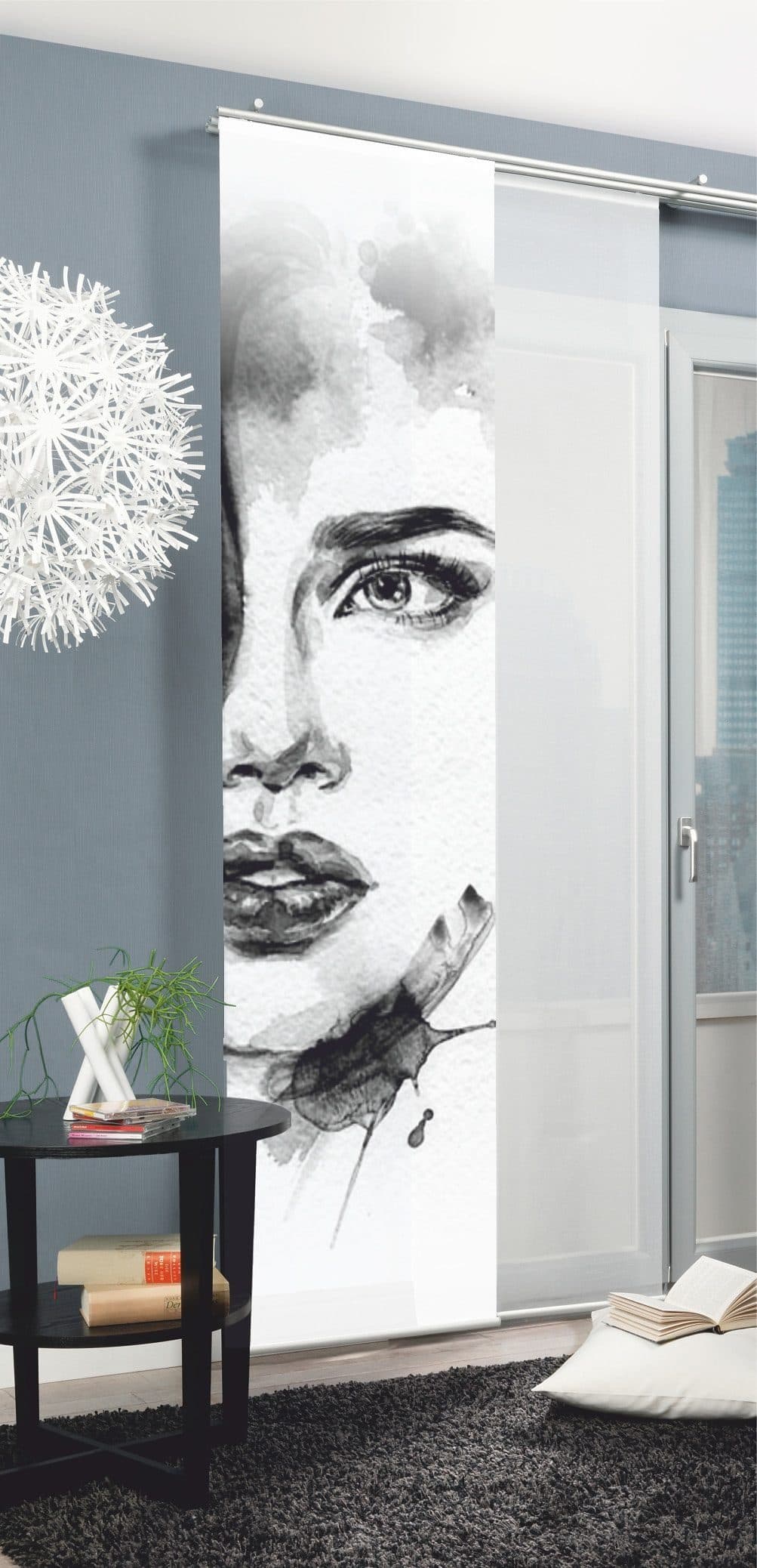 HOME WOHNIDEEN Schiebegardine FACE RIGHT | Grau