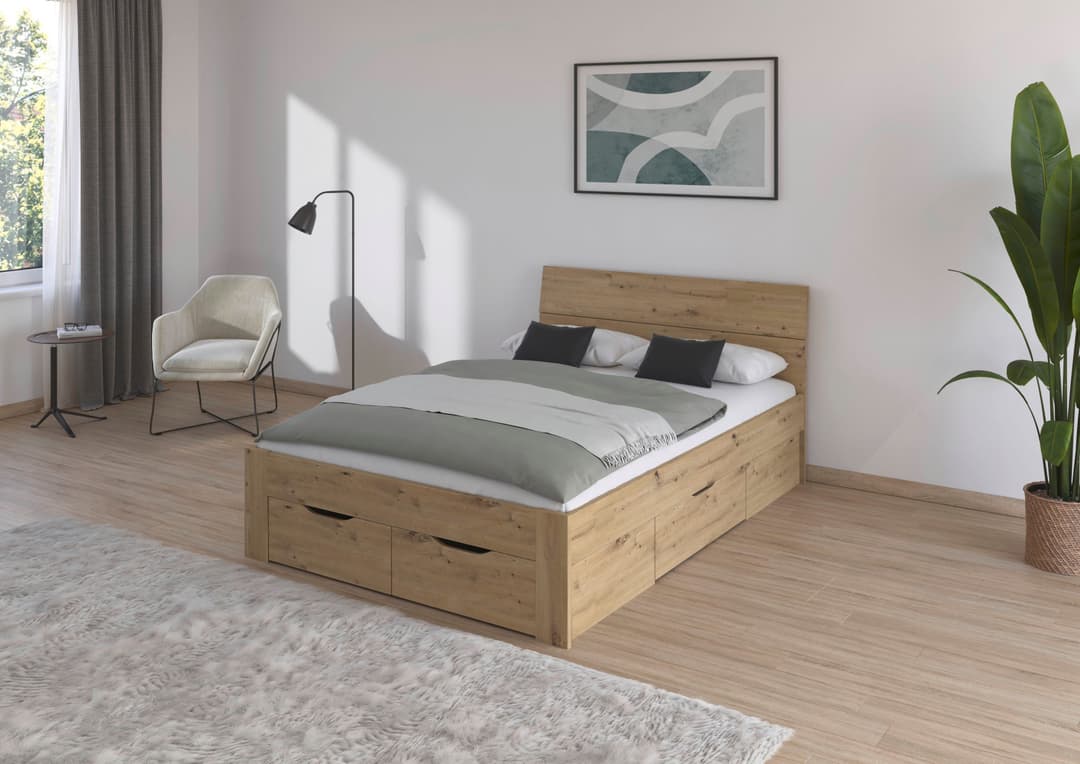 rauch Bett Einzelbett Doppelbett Stauraum FLEXX | Holztöne