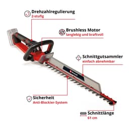 Einhell Akku-Heckenschere GP-CH 18/61 Li BL-Solo | Rot