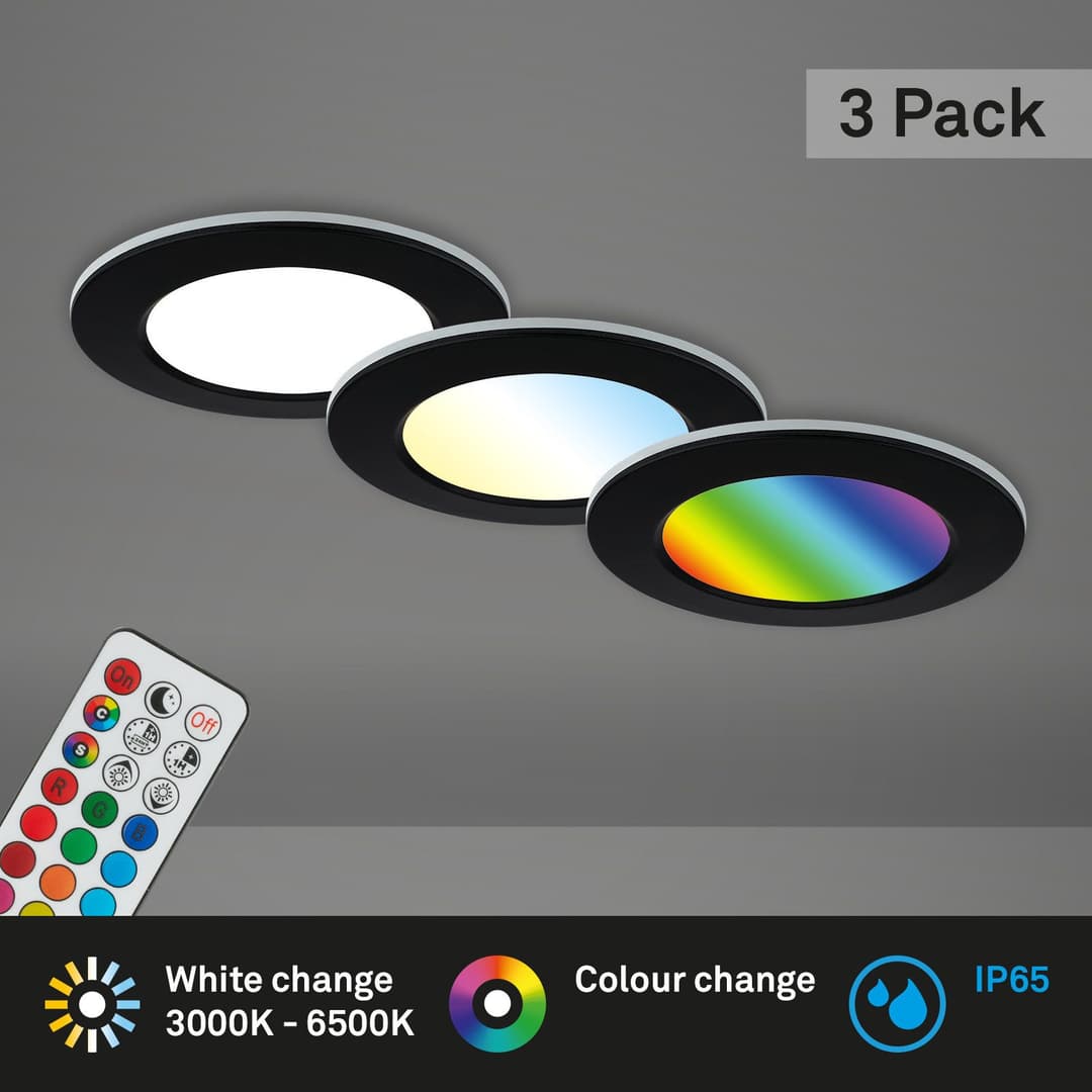 Briloner Leuchten LED Einbauleuchte 3er Set | Schwarz