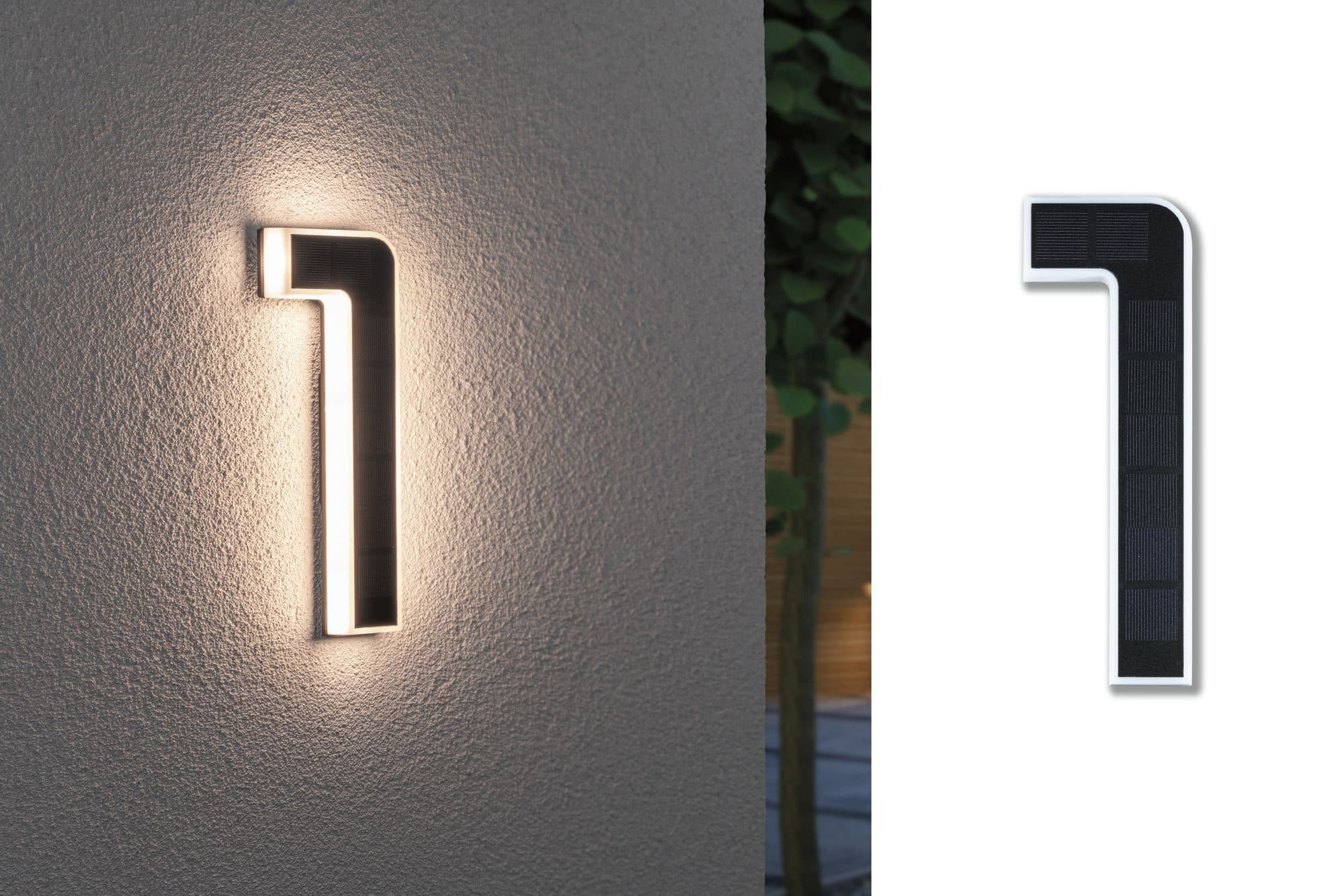 Paulmann LED Außen-Wandleuchte Solar Hausnummer | Schwarz