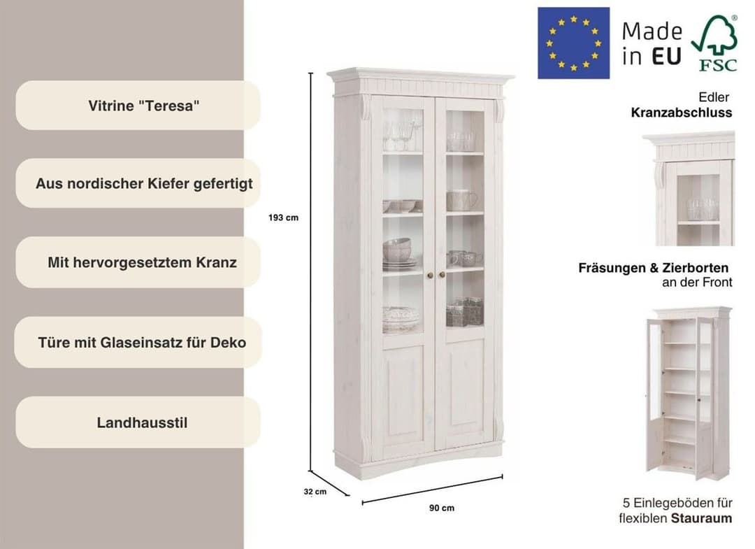 OTTO home Glasvitrine Teresa | Weiß