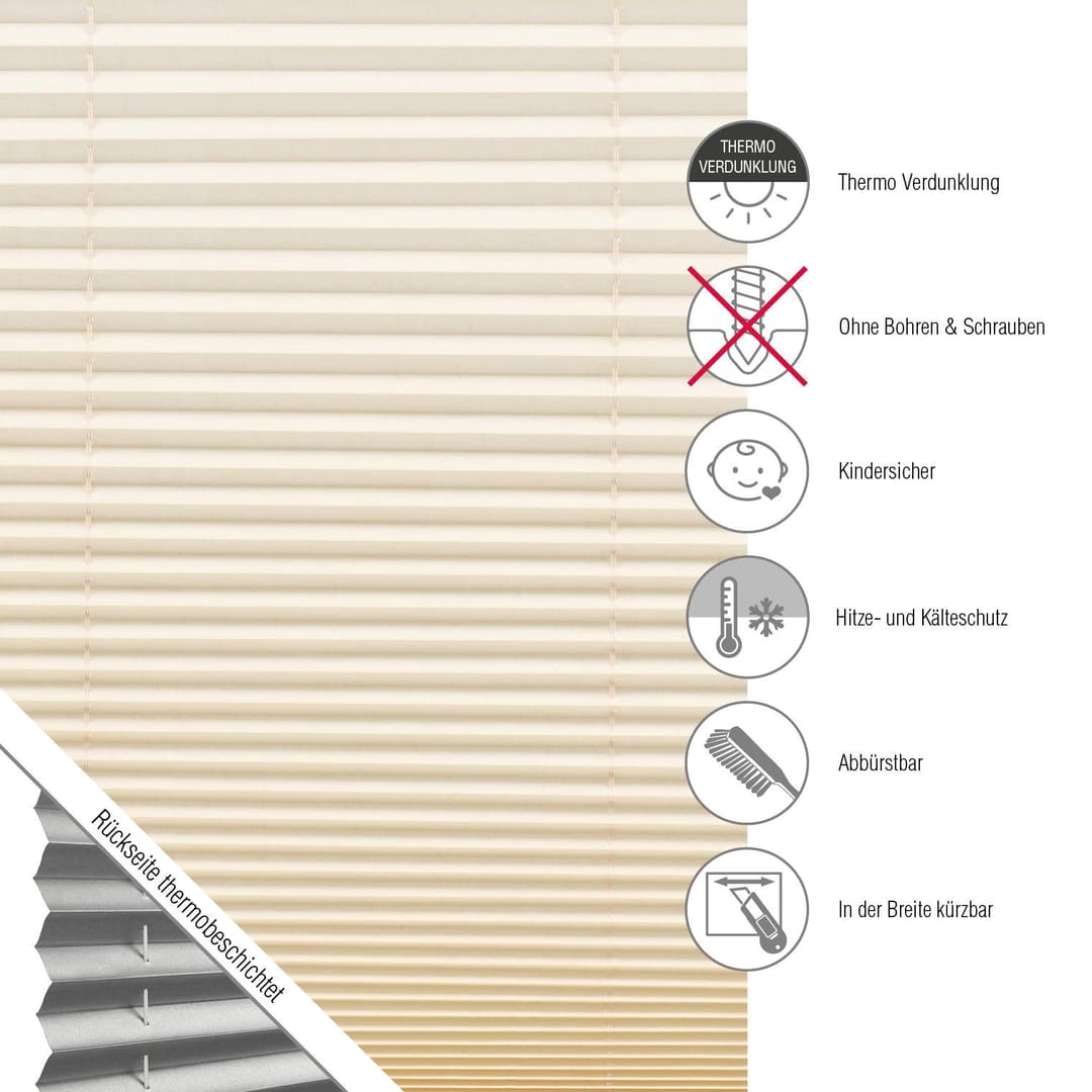 GARDINIA Plissee Easyfix Thermo-Plissee | Beige