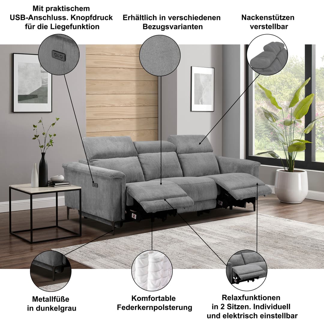 OTTO home 3-Sitzer LUND | Braun