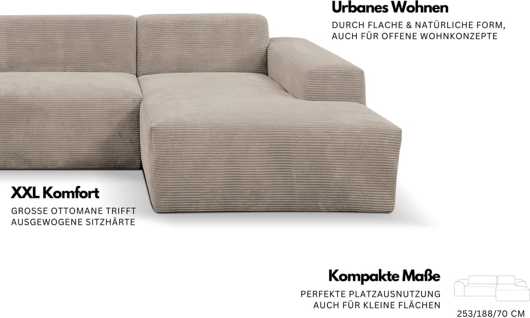 WERK2 Ecksofa Zeus-L | Beige