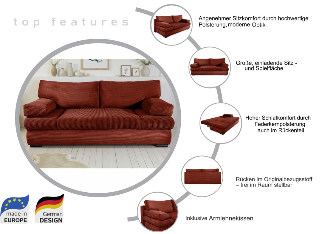 COLLECTION AB Schlafsofa Tina | Grün