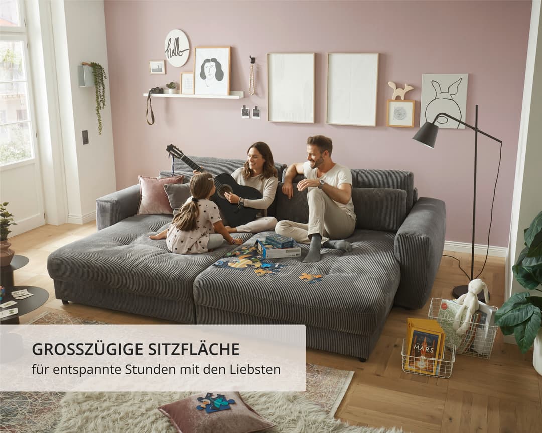 ED EXCITING DESIGN Big-Sofa Loveseat | Grau