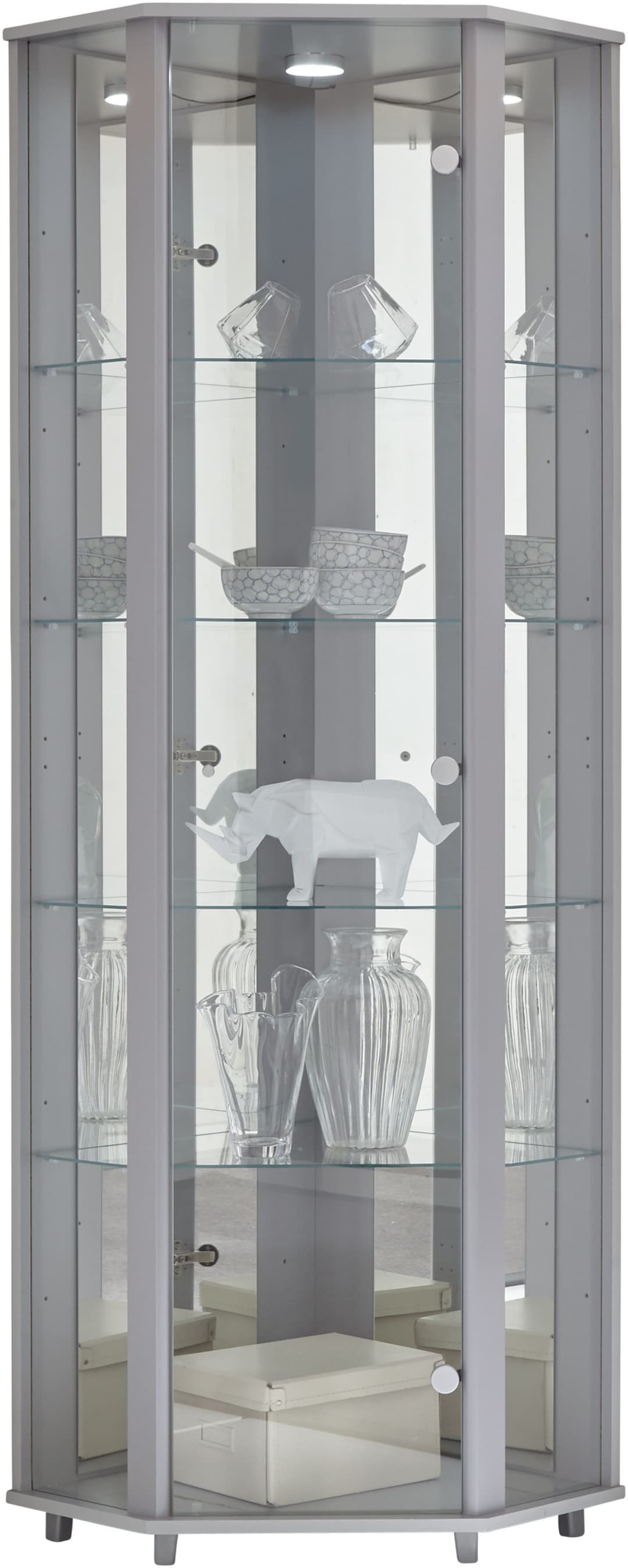 fif möbel Eckvitrine TRIO | Grau