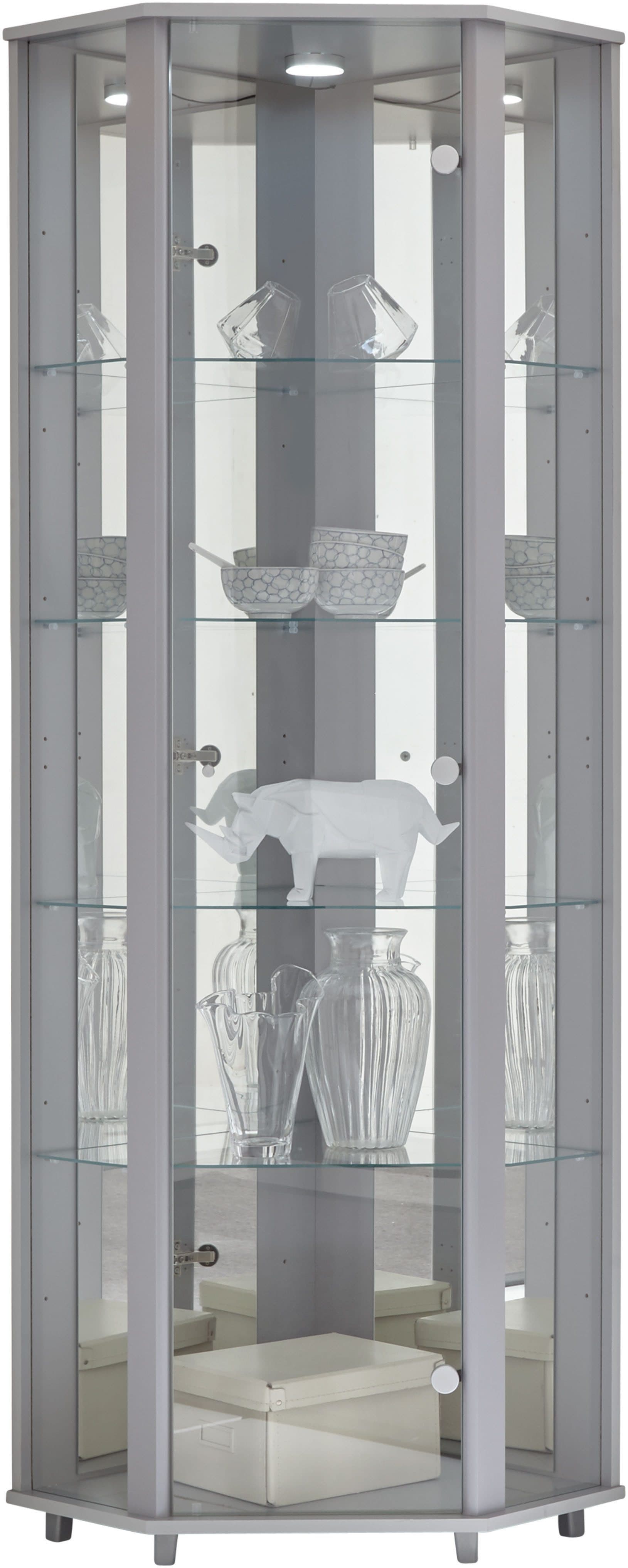 fif möbel Eckvitrine TRIO | Grau