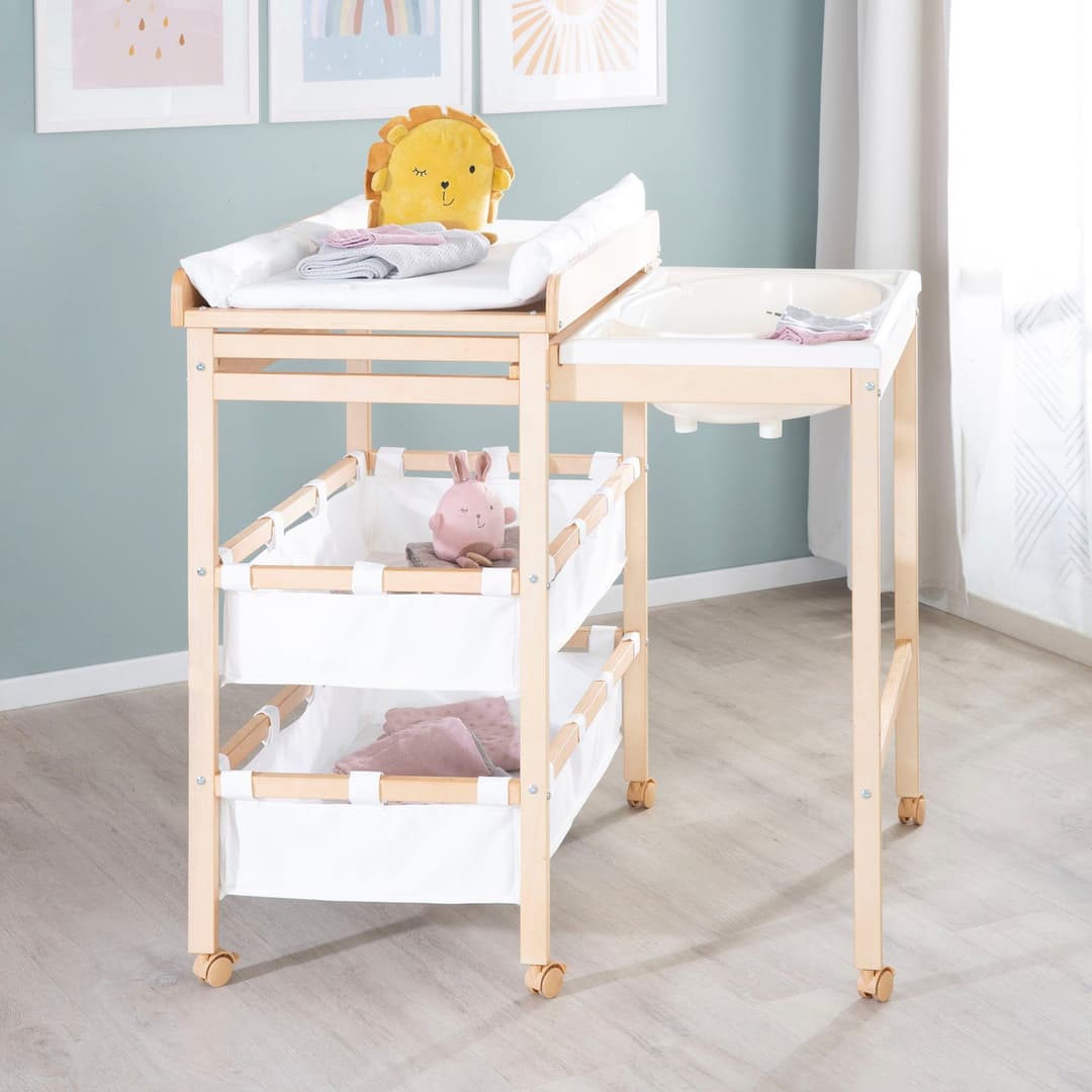roba® Baby Pool Bade- und Wickelregal | Holztöne