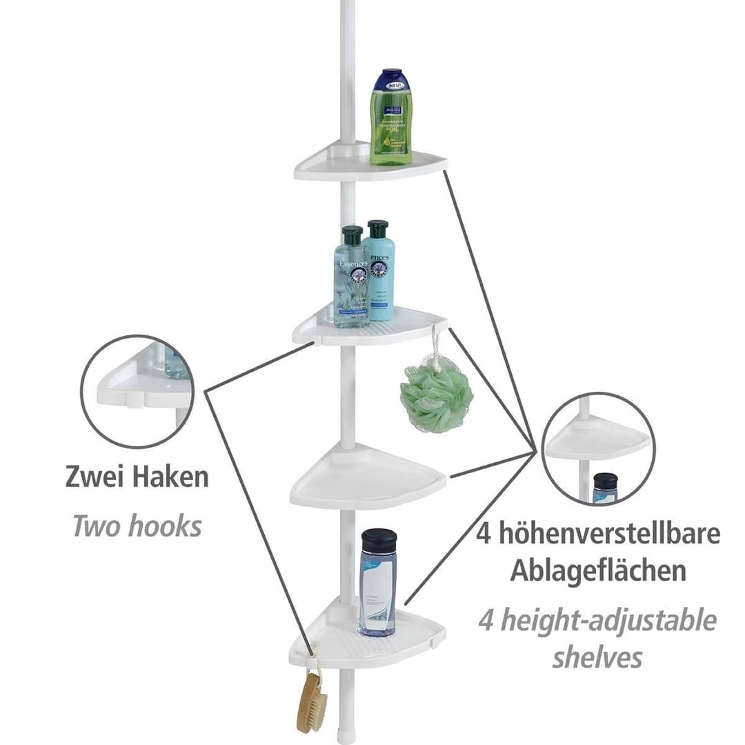 WENKO Duschablage Teleskop Duschecke Compact | Weiß
