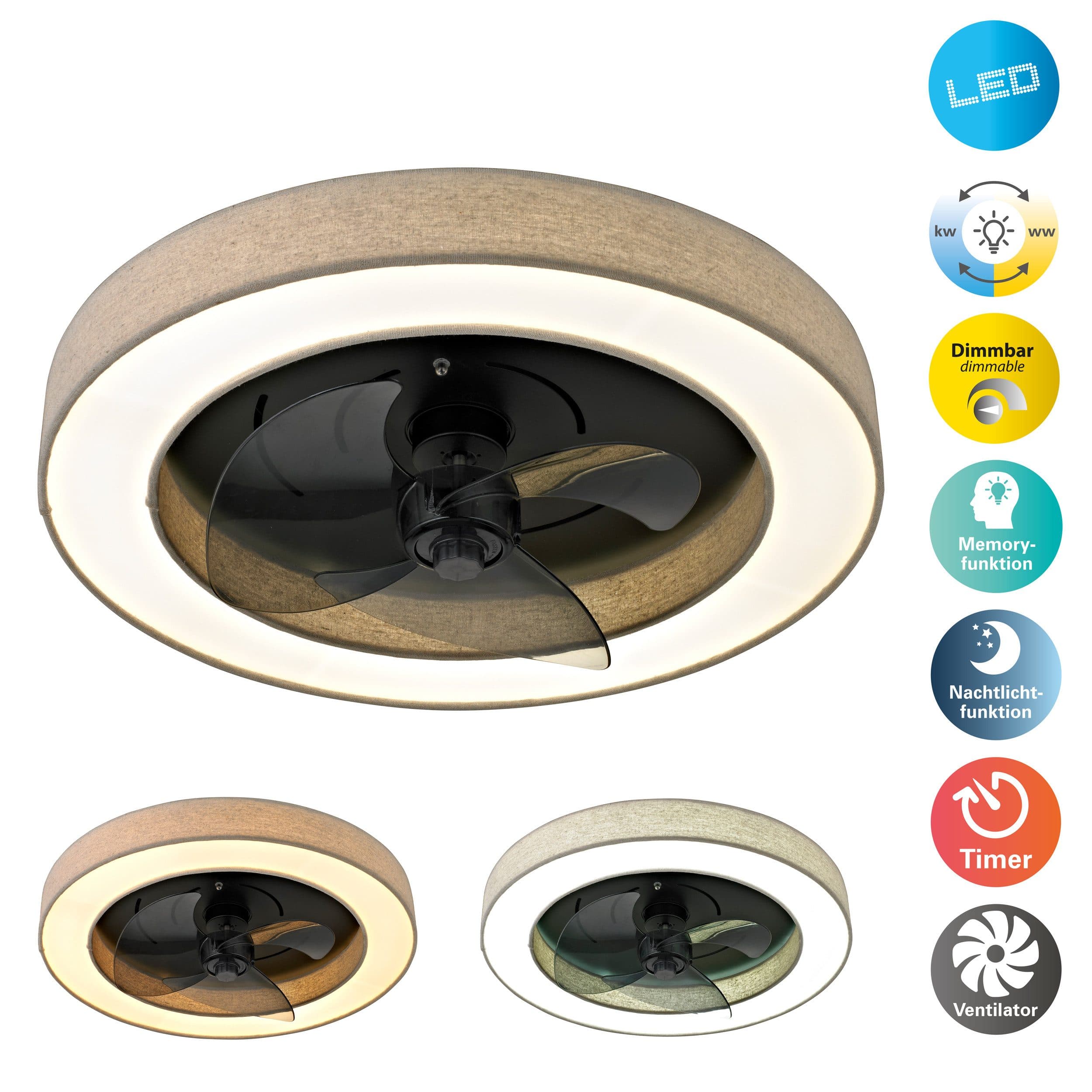 OTTO home LED Deckenleuchte Deckenventilator Vittor | Beige
