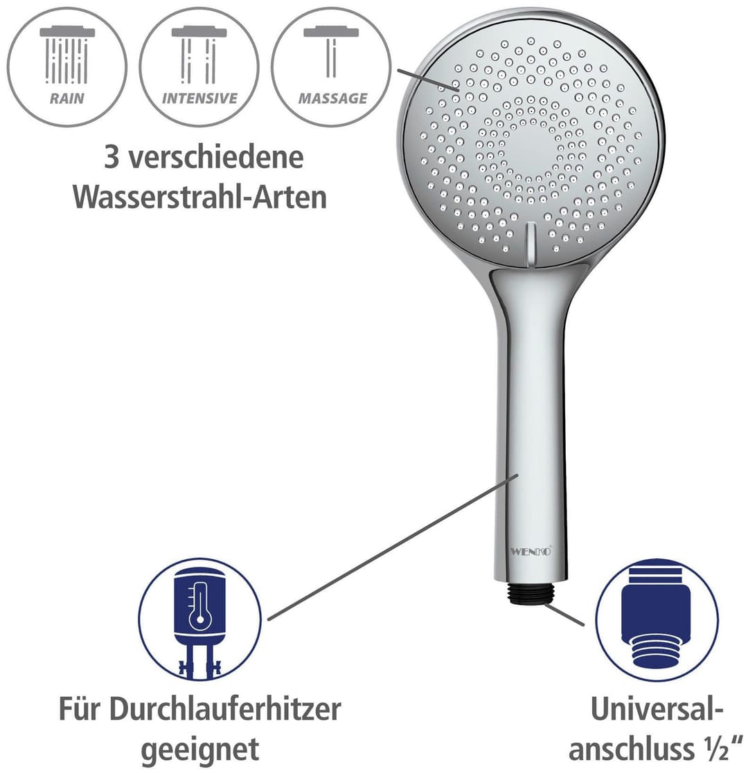 WENKO Handbrause Watersaving | Schwarz