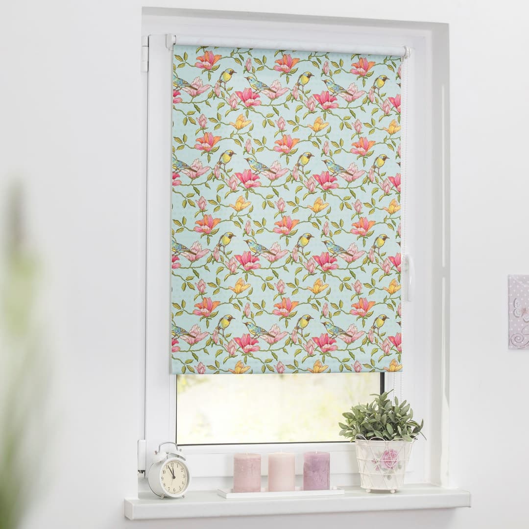 Seitenzugrollo Klemmfix Motiv Birds | Mehrfarbig