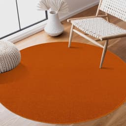 Sanat Teppich Uni, rund | Orange
