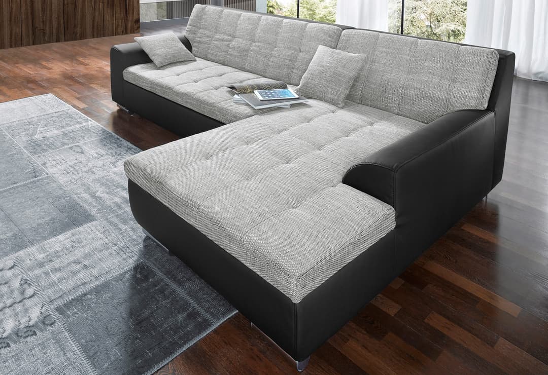 DOMO collection Ecksofa Treviso | Schwarz