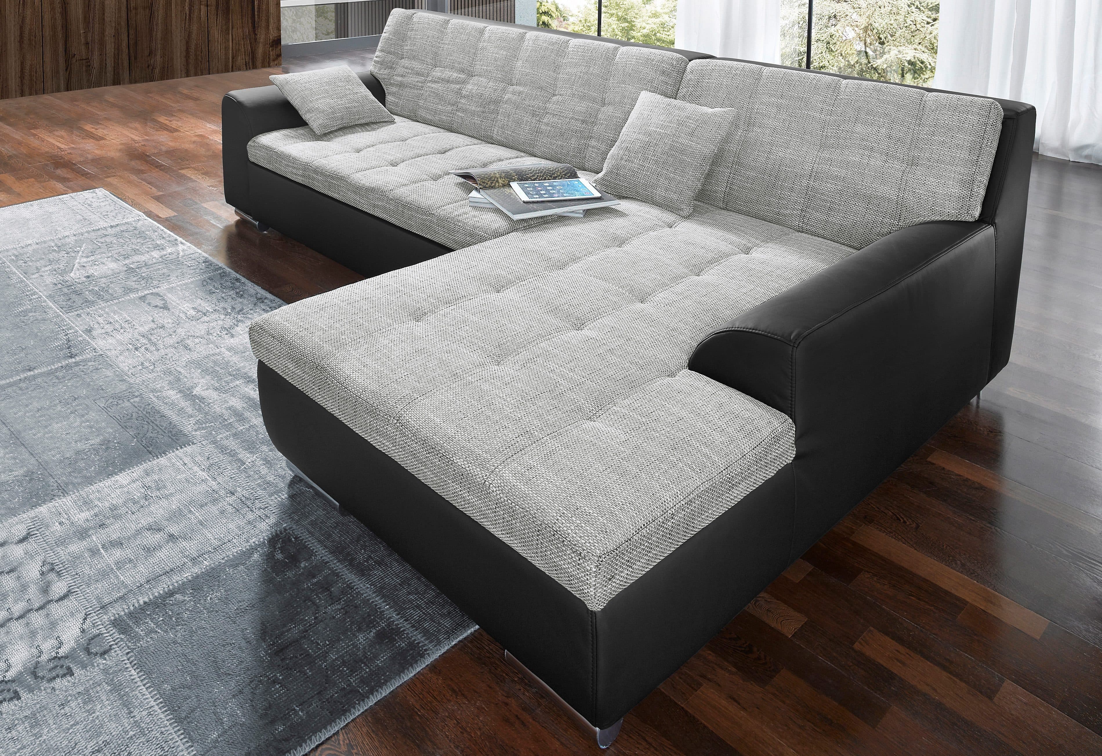 DOMO collection Ecksofa Treviso | Schwarz