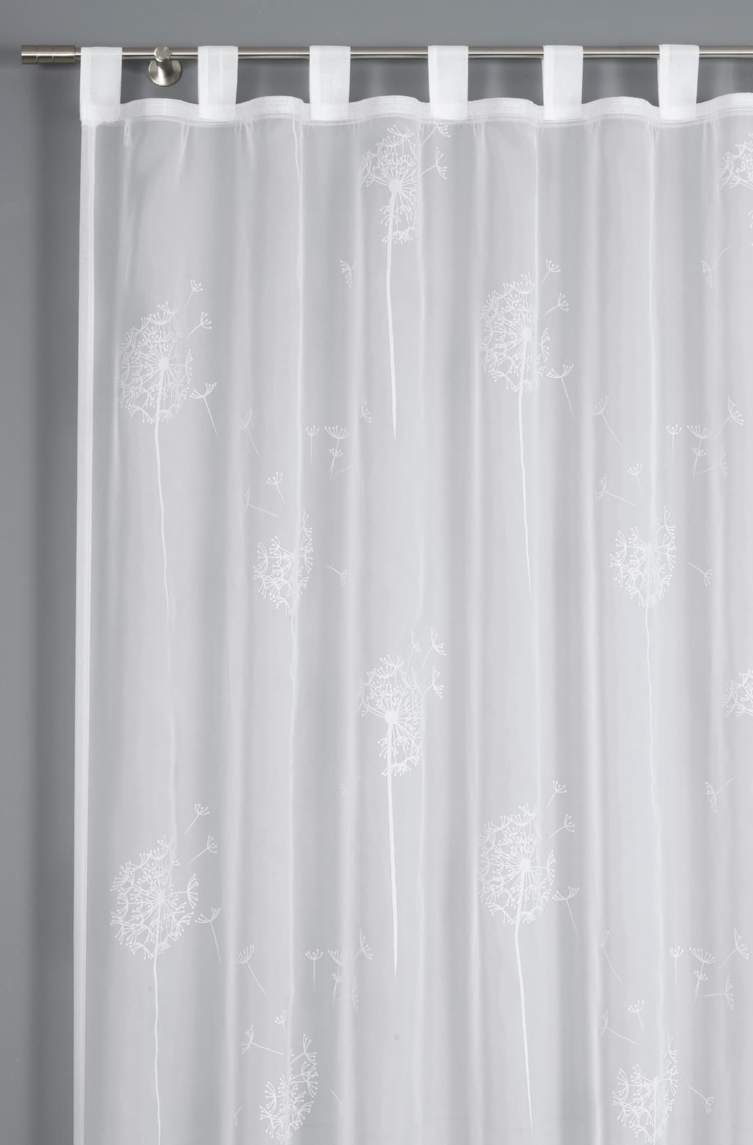Sehlbach Gardine Schal Voile mit Flockprint Pusteblume | Weiß