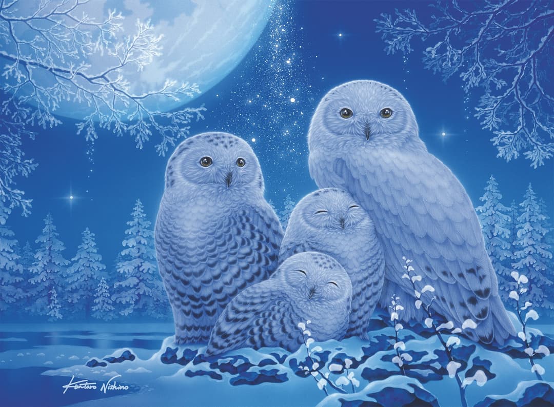 Ravensburger Puzzle Eulen im Mondschein | Blau