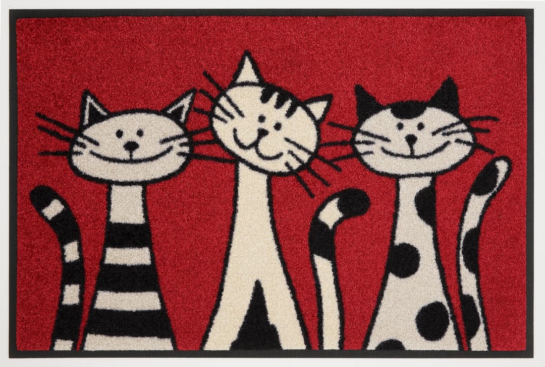 wash+dry by Kleen-Tex Fußmatte Three Cats | Mehrfarbig