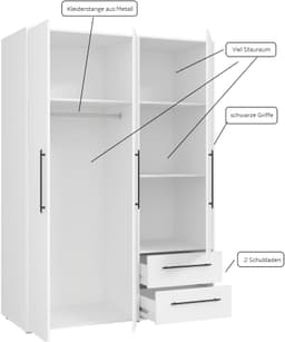 FORTE Kleiderschrank Mokkaris | Weiß