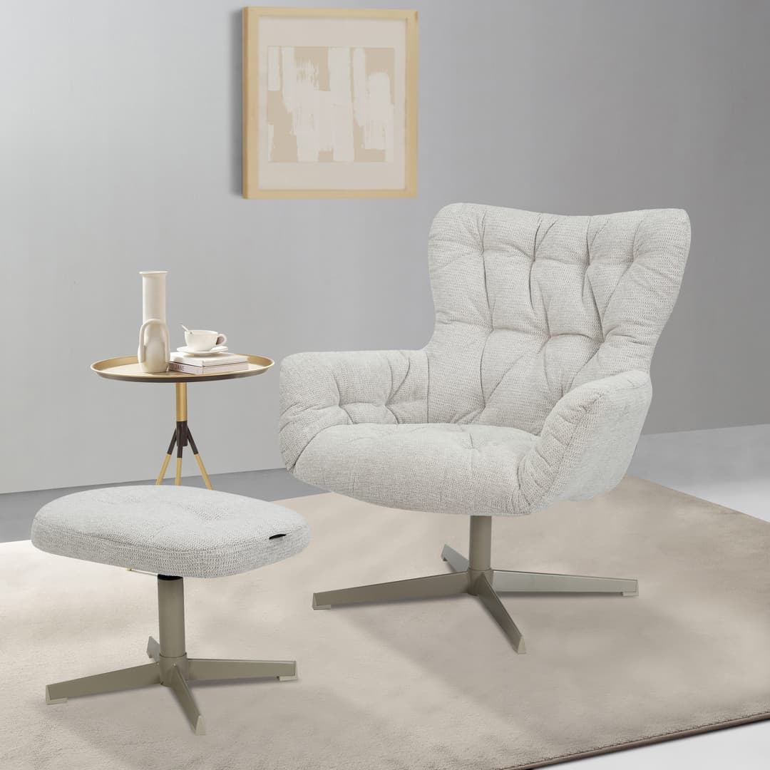 Home affaire VERGAS Ohrensessel mit Hocker | Beige