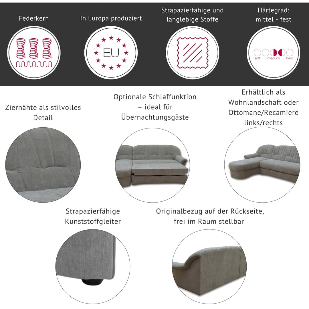 DOMO collection Ecksofa Bahia | Beige