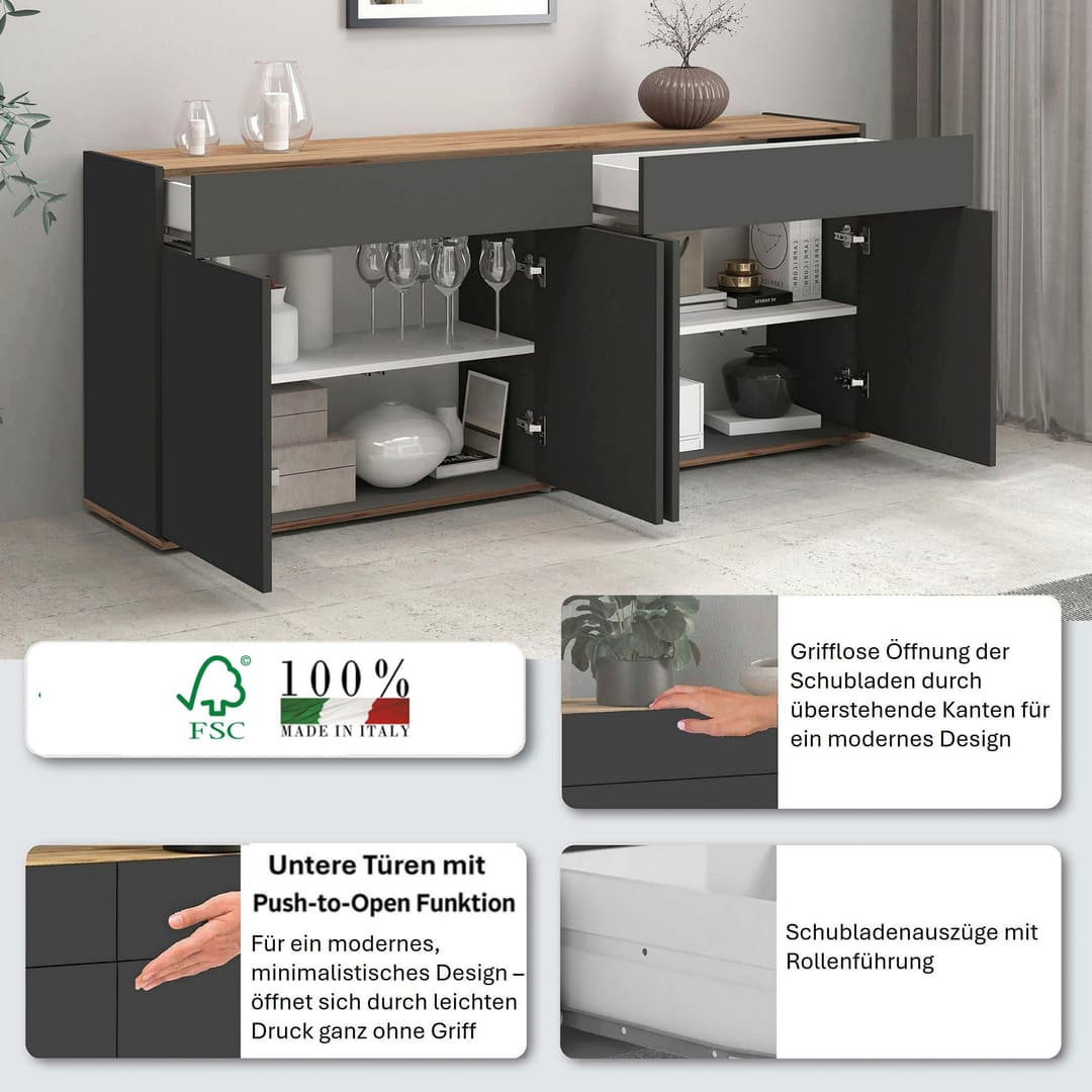 OTTO home Sideboard Garda | Grau