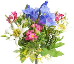 Kunstblume Edelweiß-Enzian-Alpenrosenstrauß | Mehrfarbig