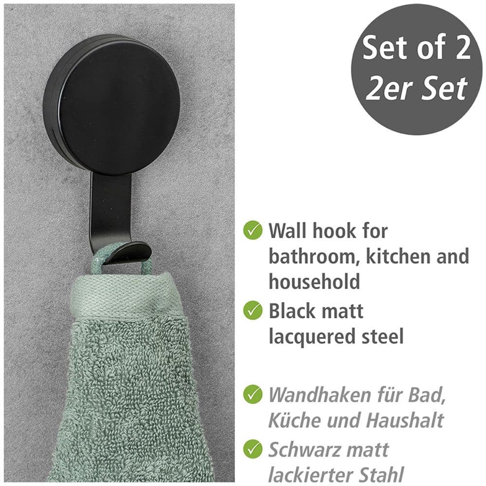 WENKO Wandhaken Static-Loc® Plus Pavia | Schwarz