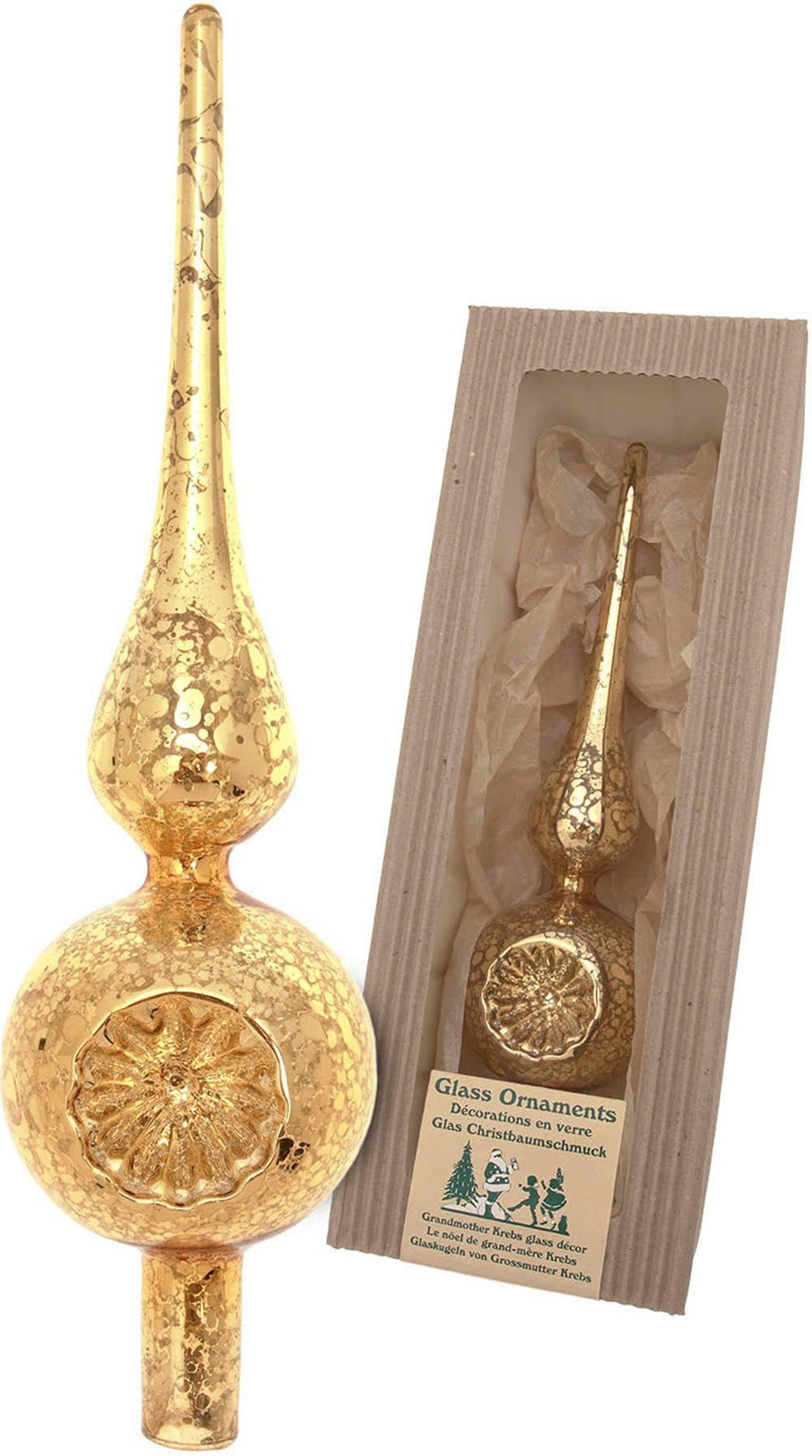 Krebs Glas Lauscha Christbaumspitze Antike Mercury Glas Reflexspitze