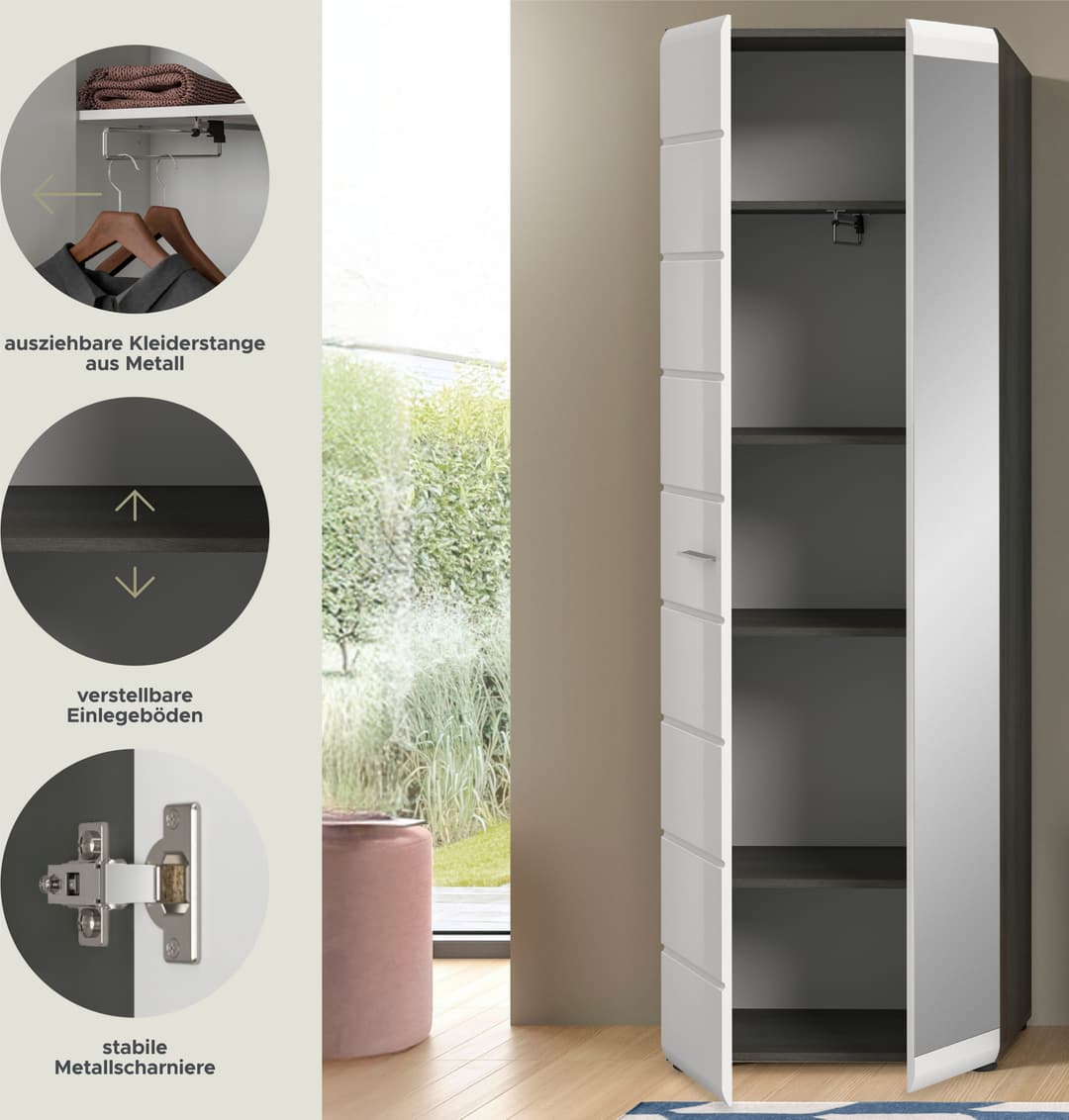 Home affaire Garderobenschrank Rumba | Weiß